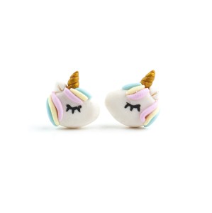 Jednorożce z tęczową grzywą kolczyki wkrętki unicorn