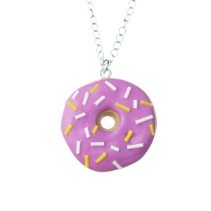 Wisiorek różowy donut z posypką